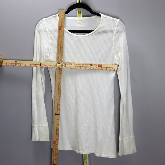 Nightcap Sheer White Ribbed Long Sleeve Top Size 4 Lightweight Tee - FLAWED - Picture 3 of 7